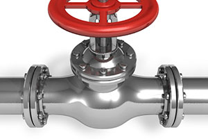 A diaphragm valve on a pipe