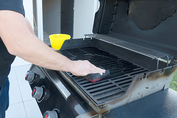 cleaning a grill